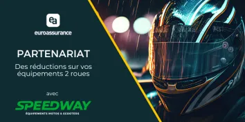 Visuel d'un casque avec le partenariat Euroassurance et Speedway